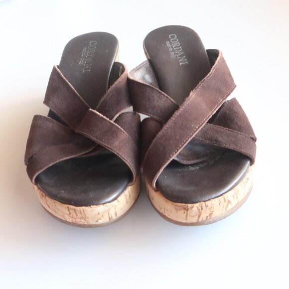 Cordani Brown Suede Slip On Cork Platform Mules / Clogs Heels / Sandals / Shoes - Picture 5 of 16